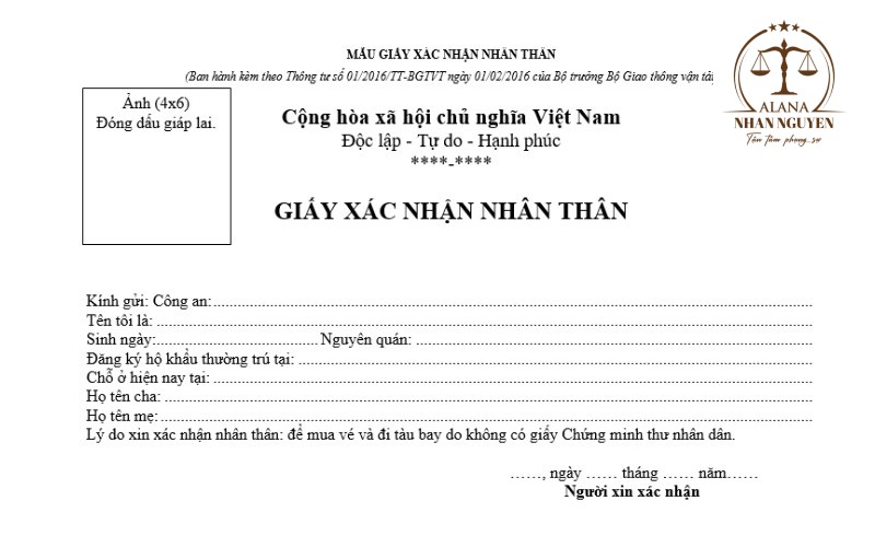 mẫu giấy xác nhận nhân thân