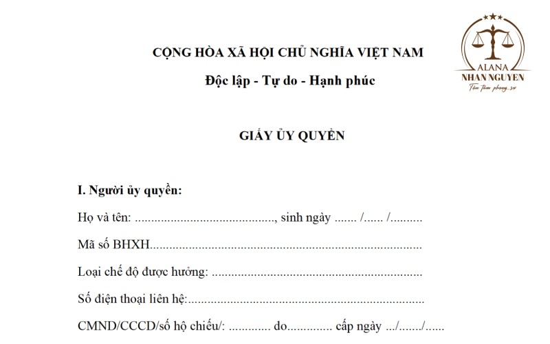 mẫu giấy ủy quyền