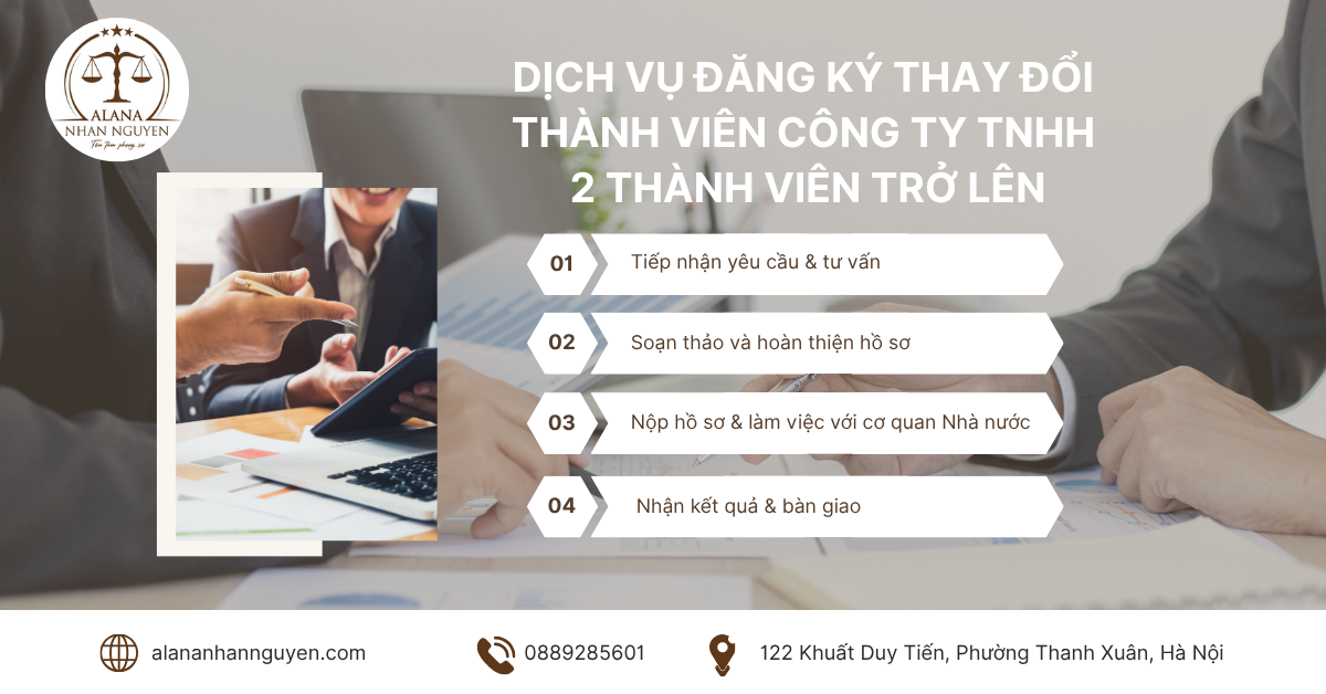 ĐĂNG KÝ THAY ĐỔI THÀNH VIÊN CÔNG TY TNHH 2 THÀNH VIÊN TRỞ LÊN NĂM 2025