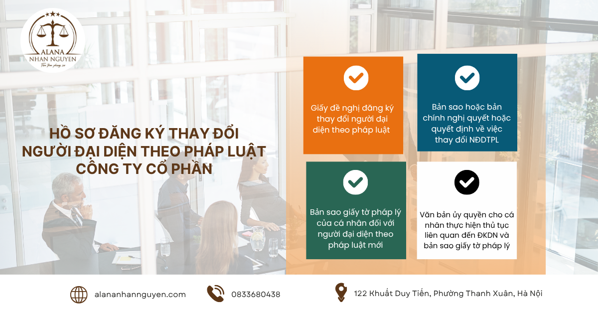 THỦ TỤC ĐĂNG KÝ THAY ĐỔI NGƯỜI ĐẠI DIỆN THEO PHÁP LUẬT CÔNG TY CỔ PHẦN NĂM 2025